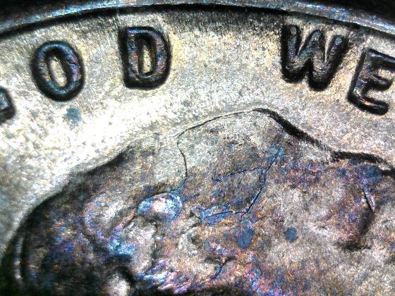 1958-D/D-LWC-Retained-Die-Break,-Mistery-Marks-!!